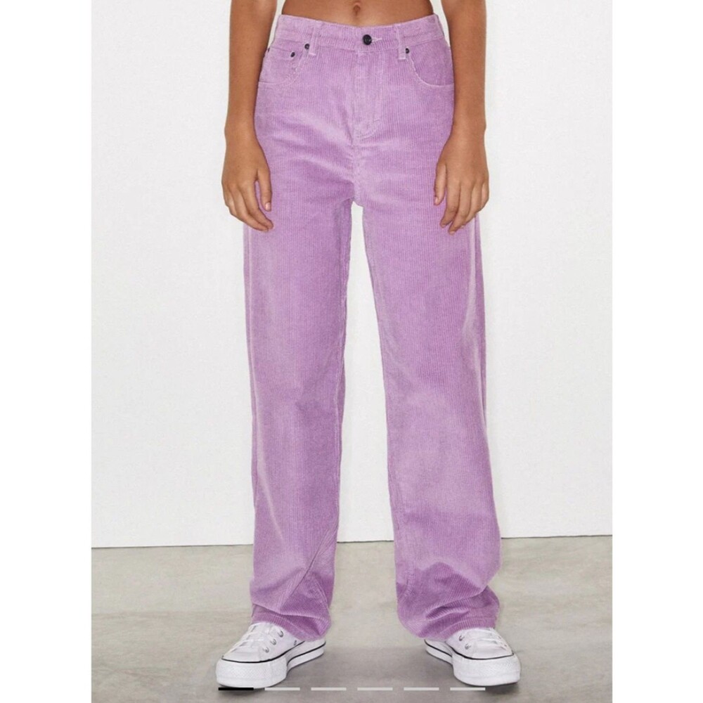 Parallel Trouser Cord Lilac Size M Pop of Color Purple Corduroy Spring Summer - Picture 12 of 12